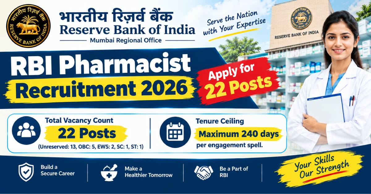 RBI Pharmacist Recruitment 2026 Apply Offline